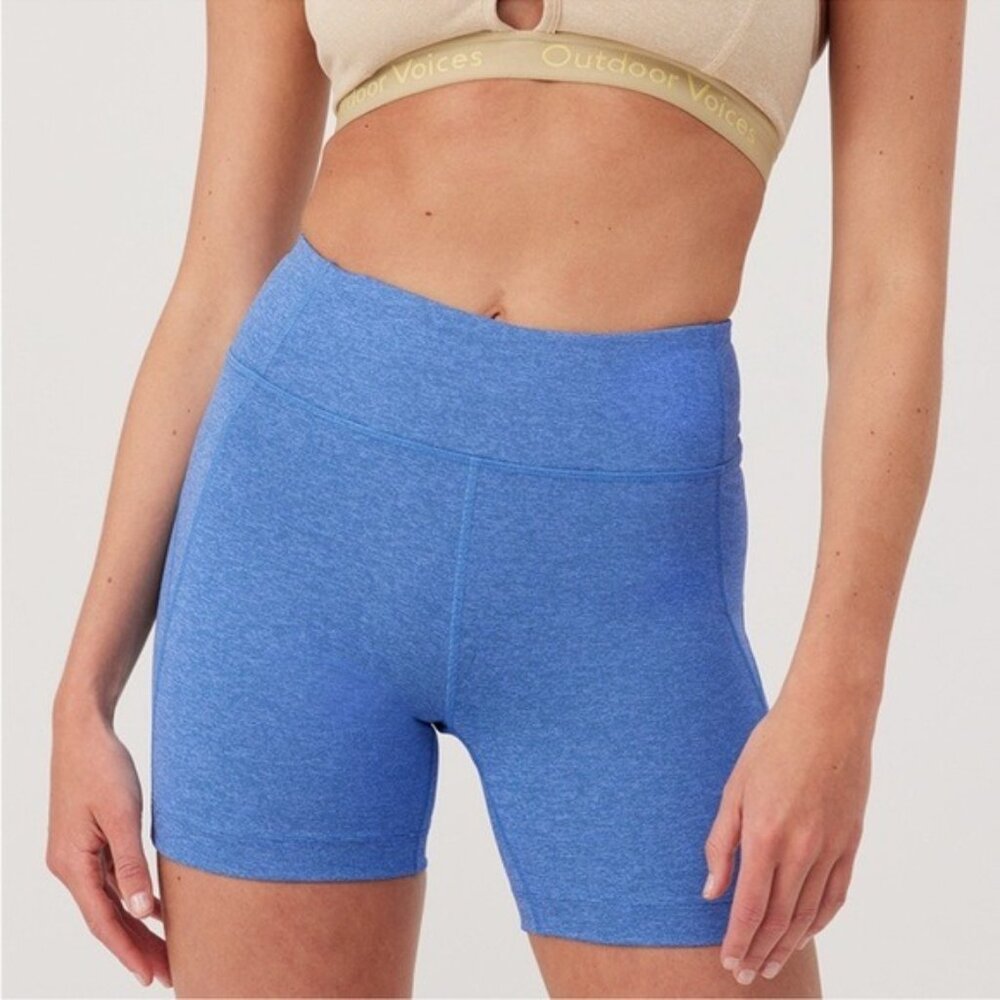 NWT Outdoor Voices Warmup 5" Biker Short XXS Blueberry Blue Workout Mid Rise